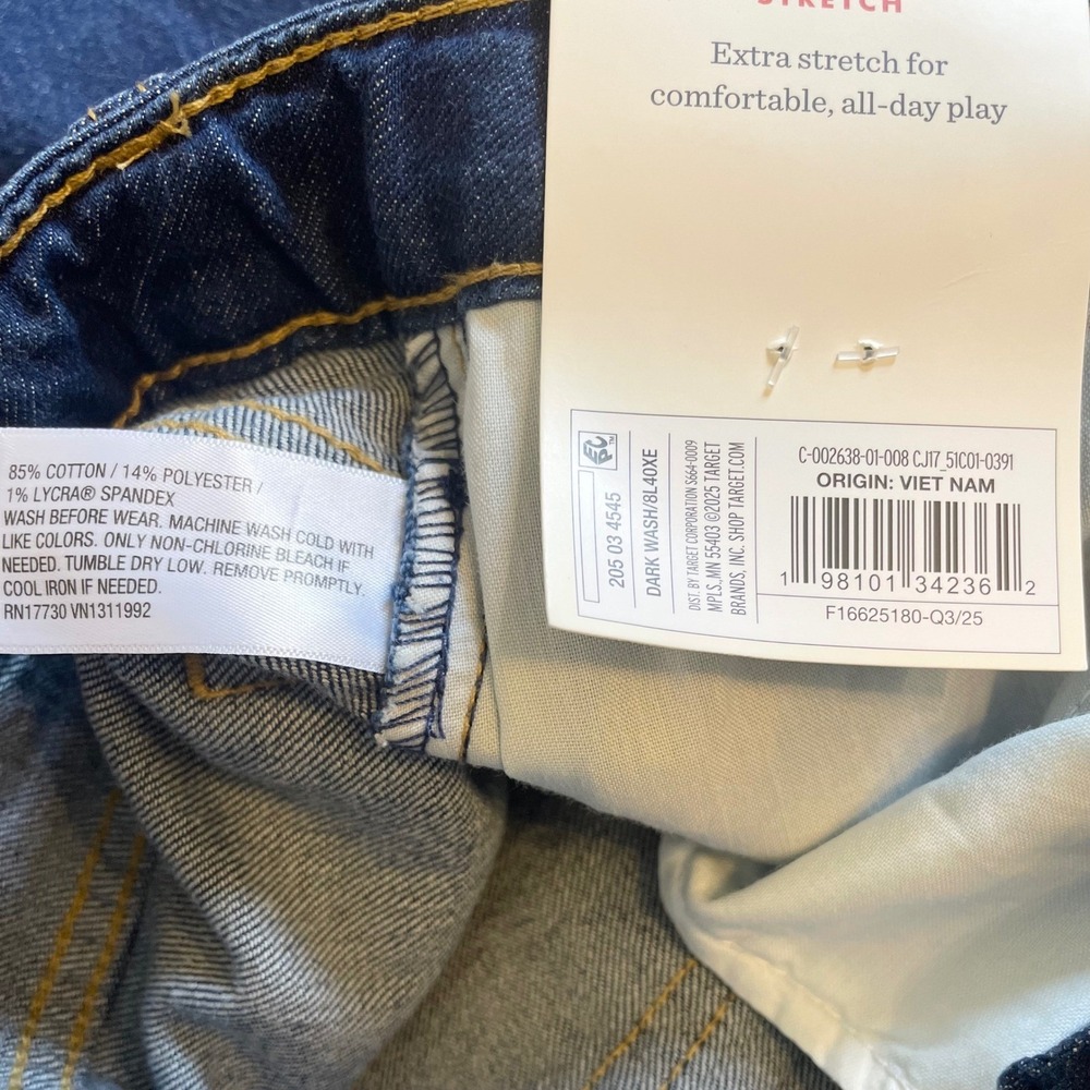 Cat & Jack Girls Kids Size 12 Straight Leg Jeans Dark Wash Adjustable Waist NWT - Picture 4 of 5